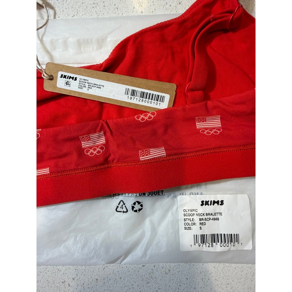 Skims Womens Winter 2026 Olympic Scoop Neck Bralette Red S - Picture 3 of 3